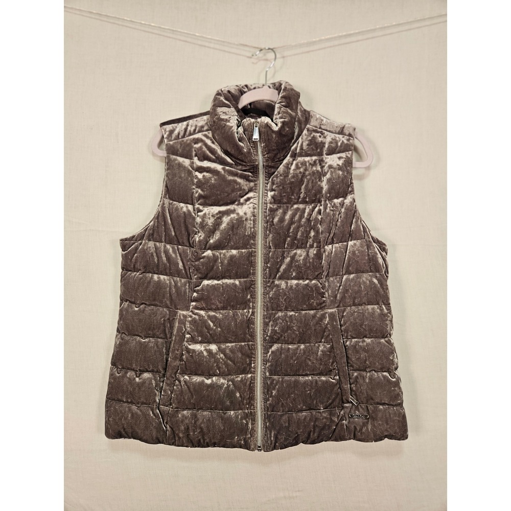 Calvin Klein Performance Velvet Down Puffer Vest Taupe XL PF0V9901